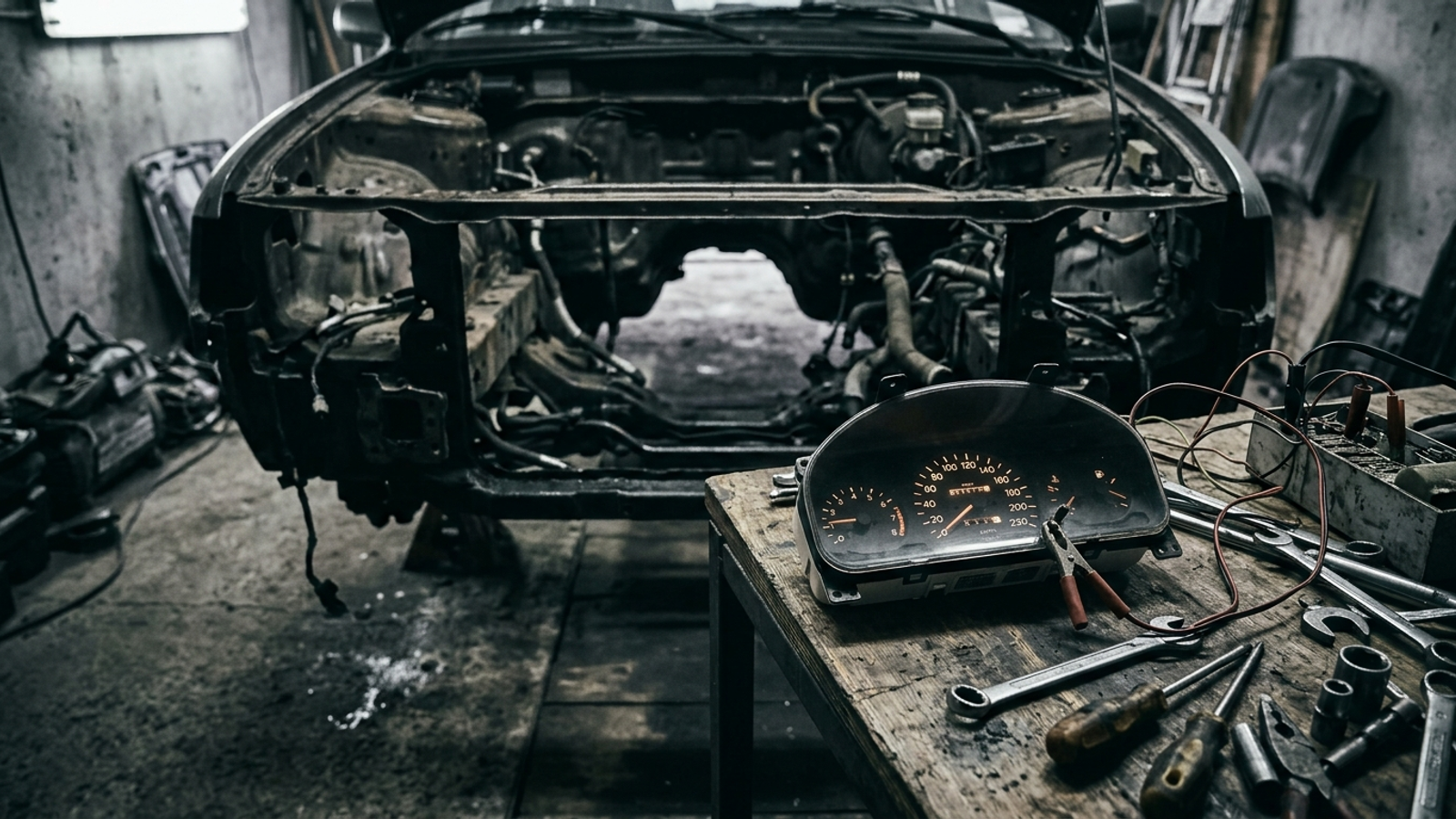 Dusty car speedometer
